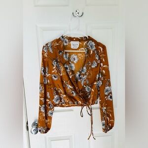 Sadie and Love Yellow Floral Wrap top blouse